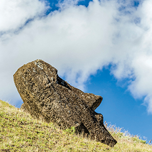 Large stone statue carved in the shape of a head